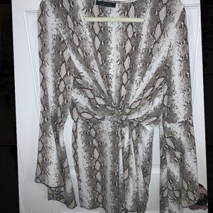 Snakeskin front twist dress